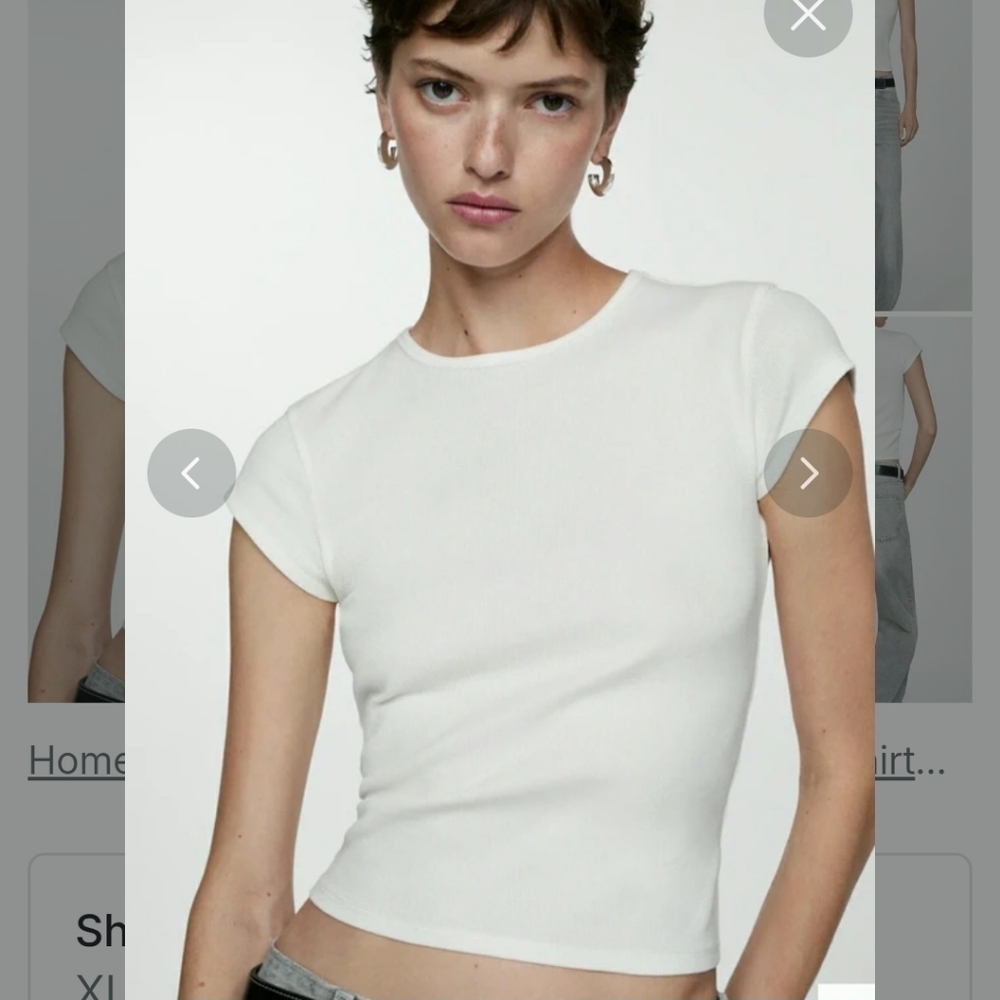 Short sleeve knitted t-shirt whiteXL / US 16-18·New with tags·Mango